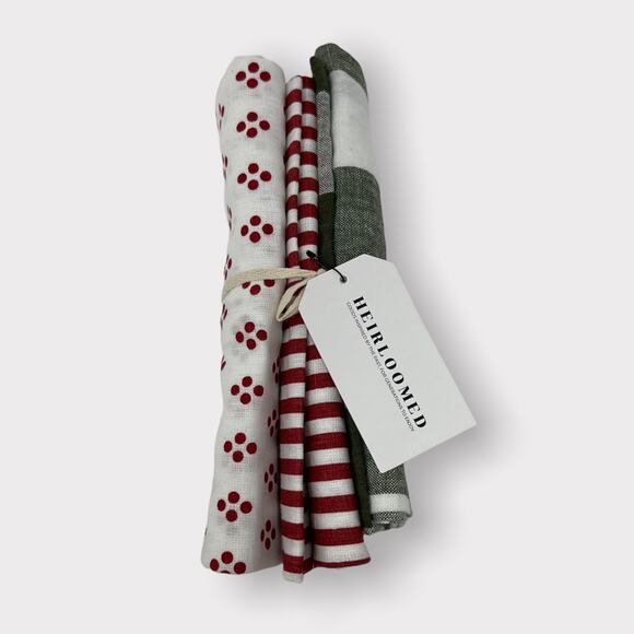 Heirloom Collection Holiday Linen Tea Towel Gift Set of 3 - Picture 1 of 3